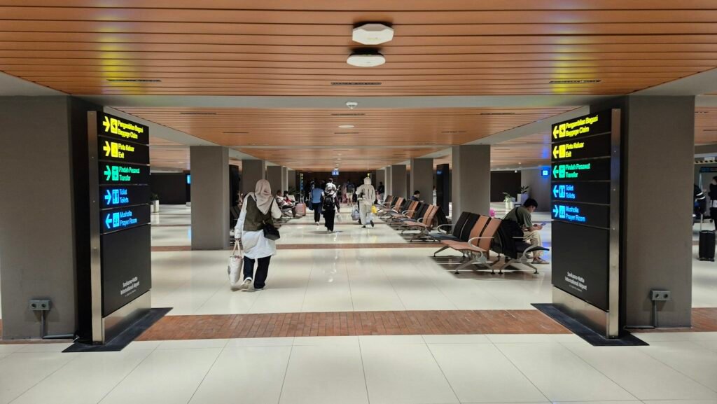 A modern airport terminal hall