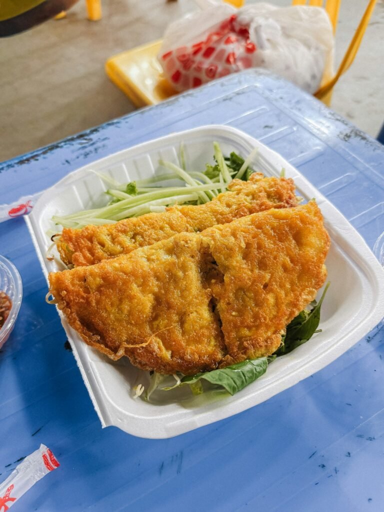 A crispy golden bánh xèo pancake