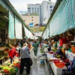 People outside Ben Thanh Market in Ho Chi Minh City