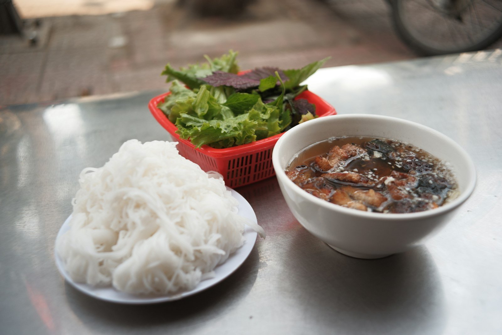 Bún chả: grilled pork with rice noodles and herbs