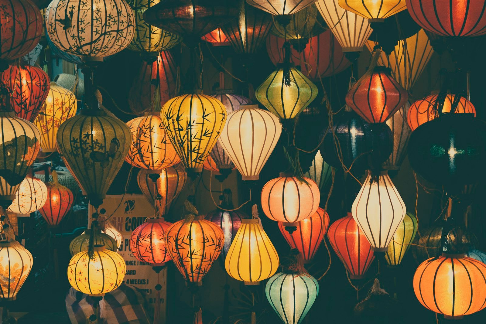 Red and white paper lanterns in Hoi An